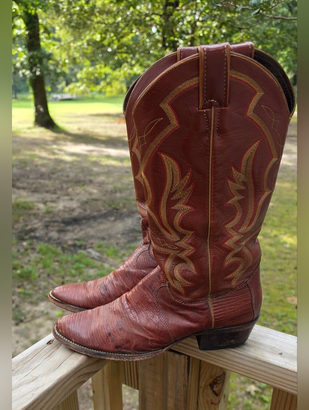 VINTAGE Justin Teju Lizard COWBOY boots Exotic Men's 9 D